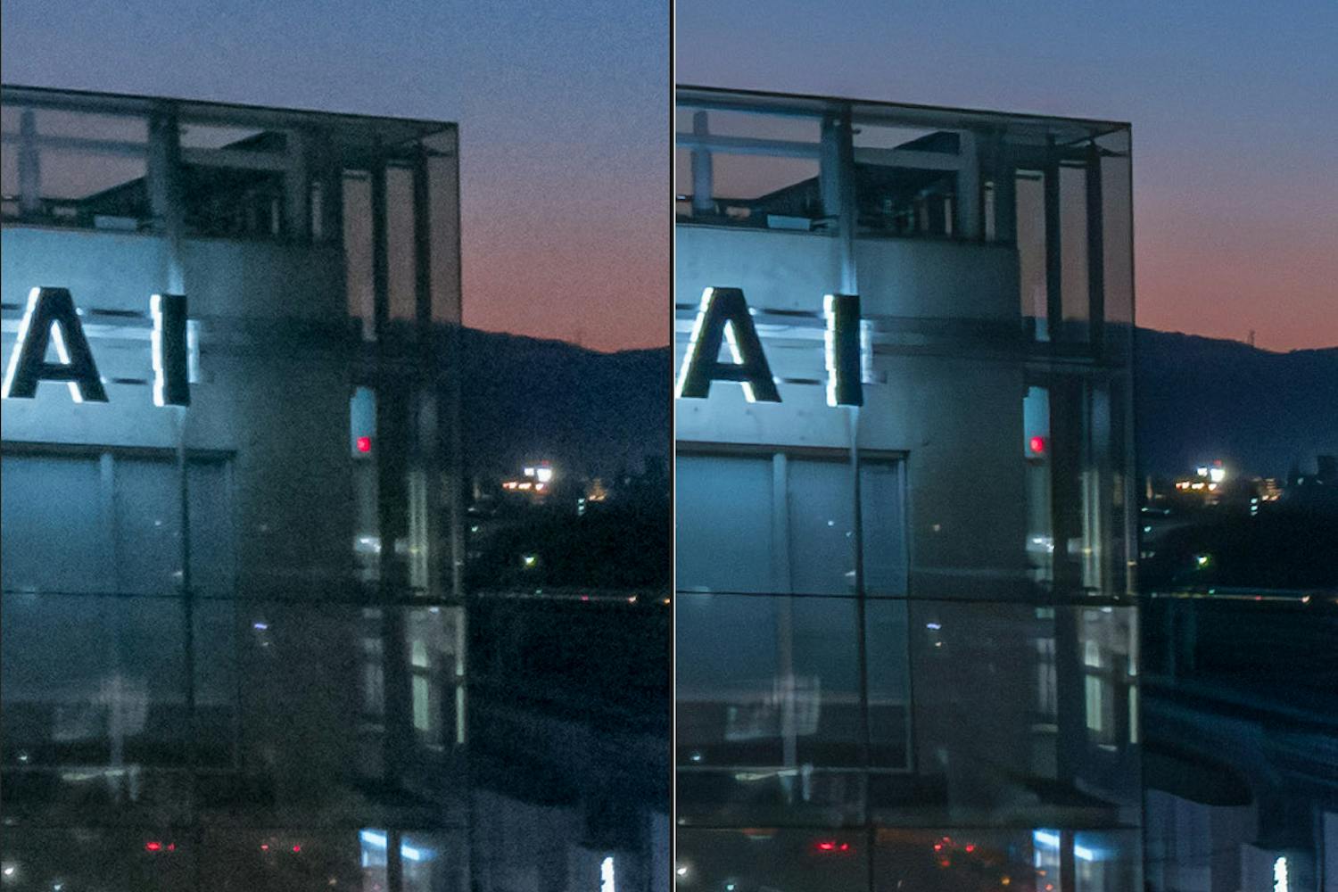 denoise i lightroom Billede med traditionel støjfjerner og med Denoise